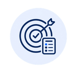 Target with checkmark and a small checklist