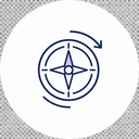Compass with a rotation arrow
